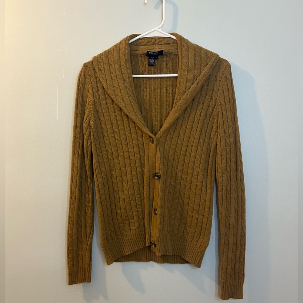 Chaps Cable Knit Cardigan - Brown